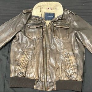 Tommy Hilfiger faux leather aviator bomber-jacket